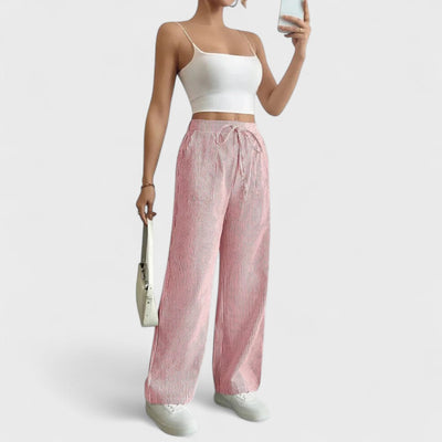 Dominique - Comfortable wide trousers with elegant details