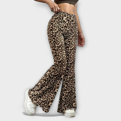 Leopard Print Bootcut Trousers