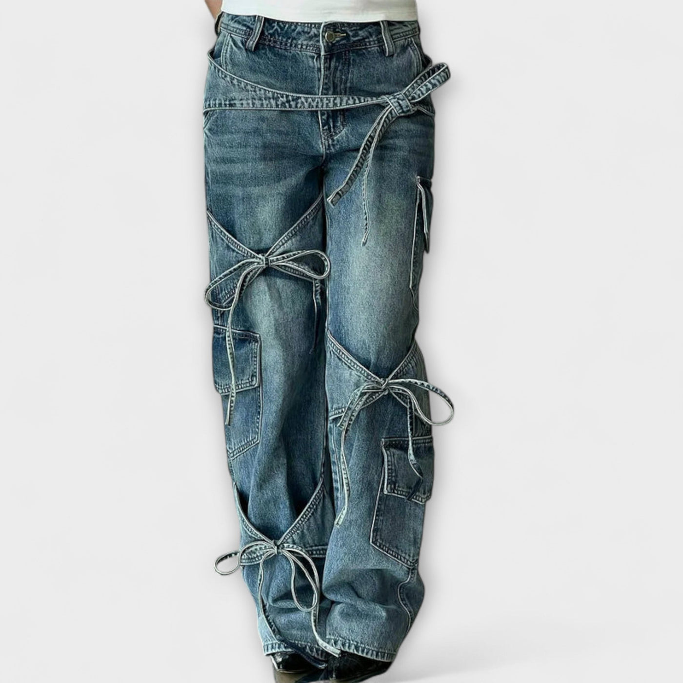 Paloma - Denim Utility Jeans with Knot Detail