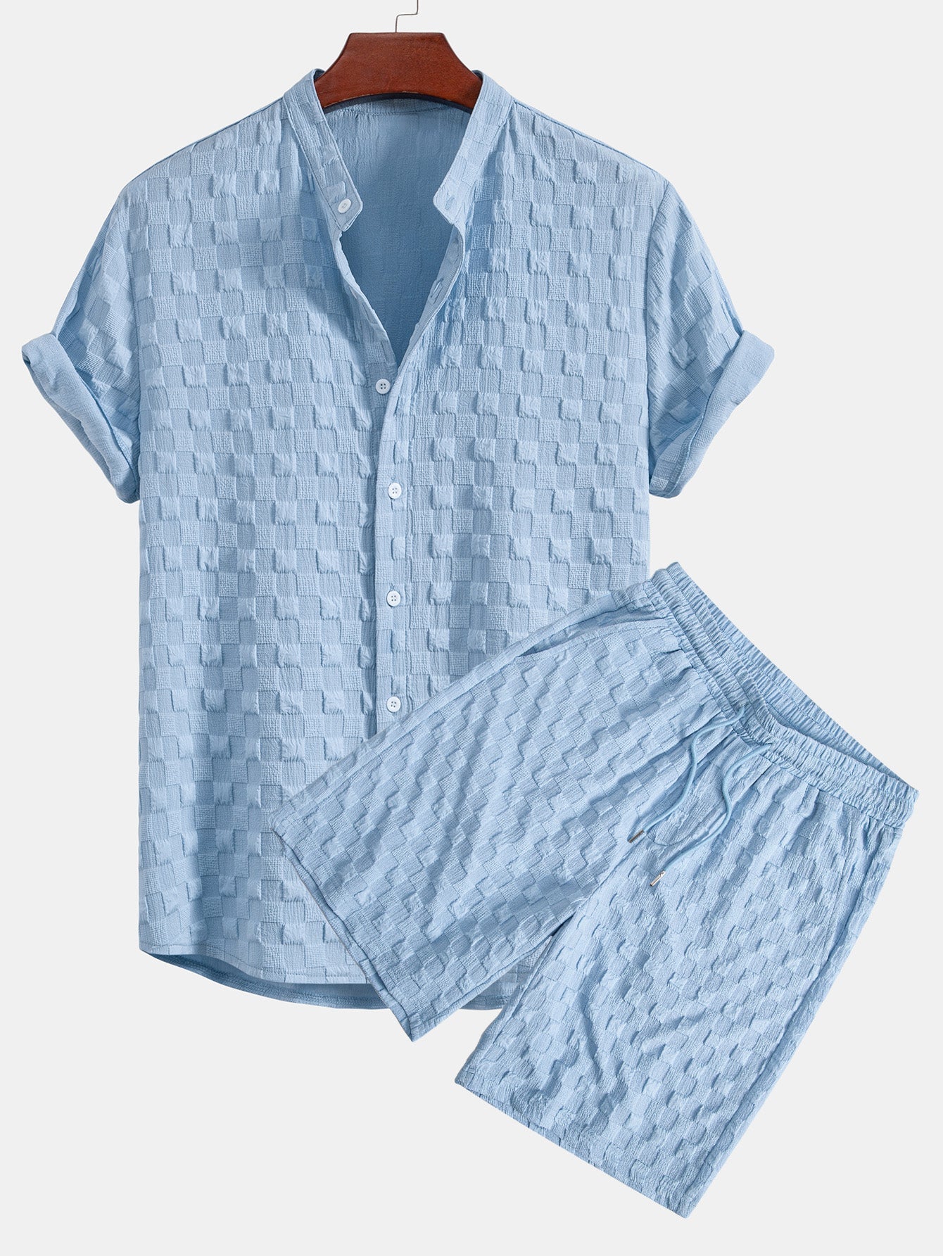 Jacquard Check Shirt & Shorts Set