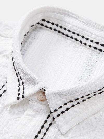 Jacquard Shirt & Linen Trousers Set