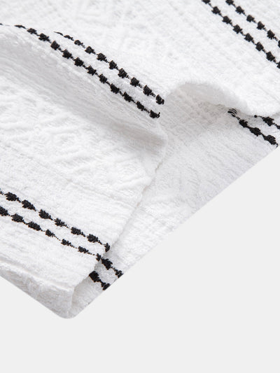 Jacquard Shirt & Linen Trousers Set