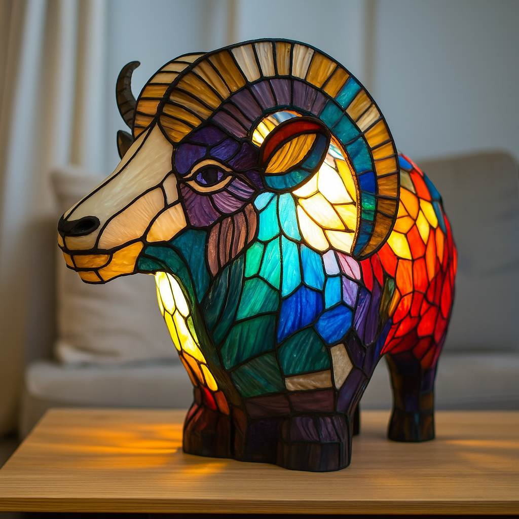 Lulu – Magical Goat Lamp Made of Colourful Glass