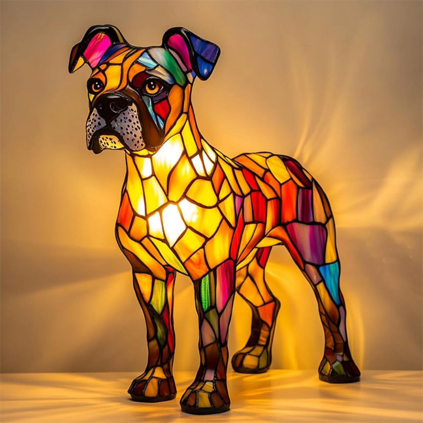 Gaston – Magical Dog Lamp Made of Colourful Glass