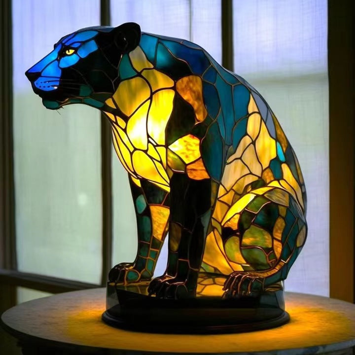 Pataud – Magical Panther Lamp made of Coloured Glass