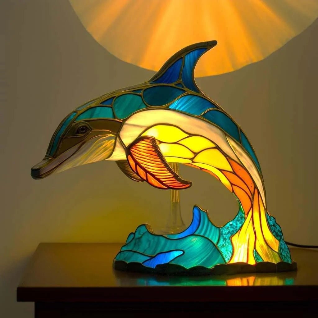 Marin – Magical Dolphin Lamp Made of Coloured Glass
