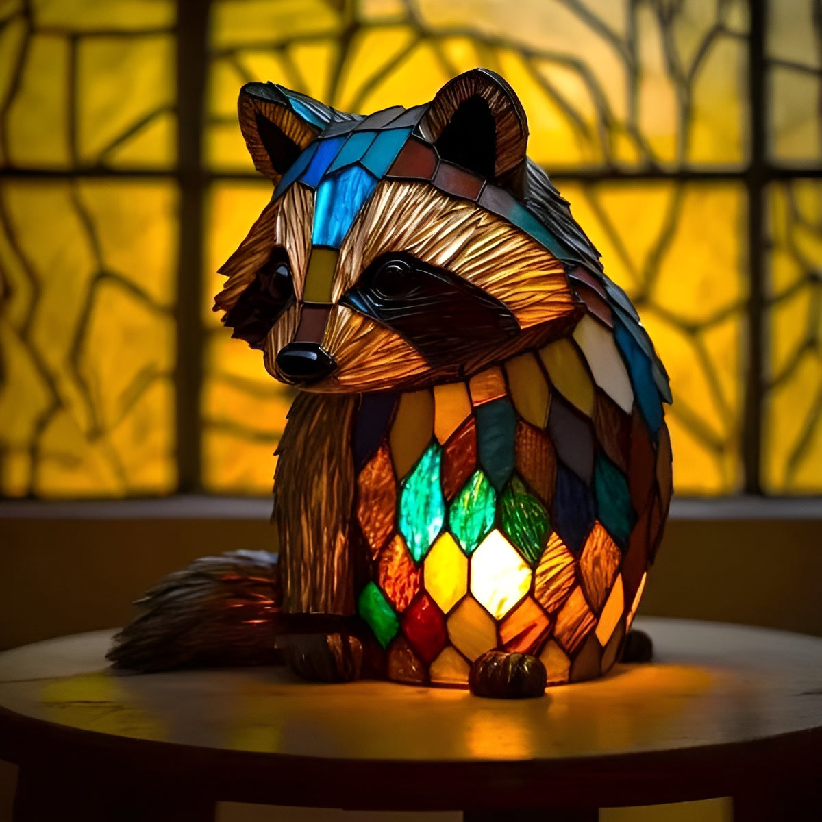 Grisou – Magical Raccoon Lamp Made of Coloured Glass