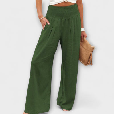 Thearya - Casual Wide-Leg Linen Trousers