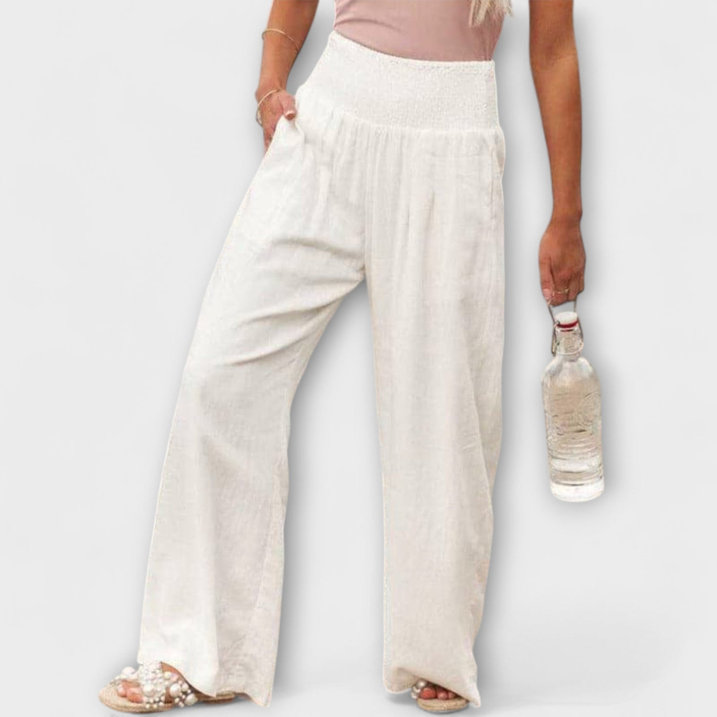 Thearya - Casual Wide-Leg Linen Trousers