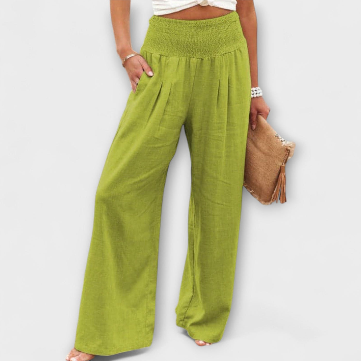 Thearya - Casual Wide-Leg Linen Trousers