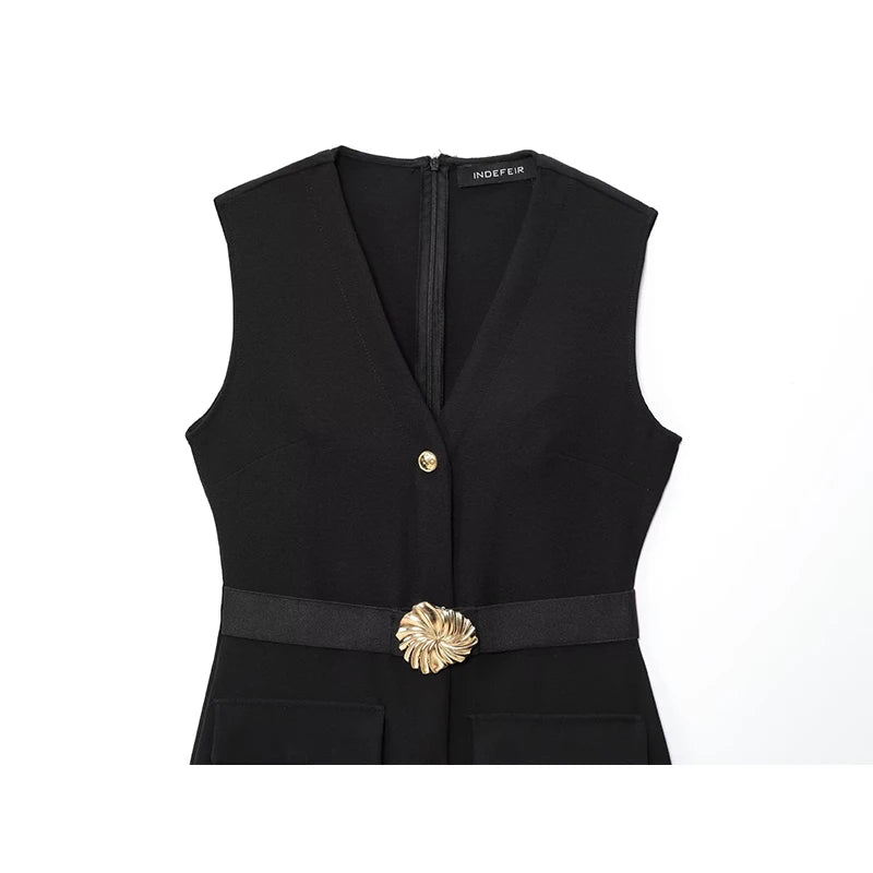 Valencia Gold Buckle Dress