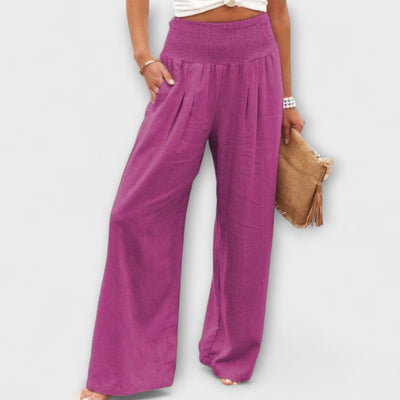 Thearya - Casual Wide-Leg Linen Trousers