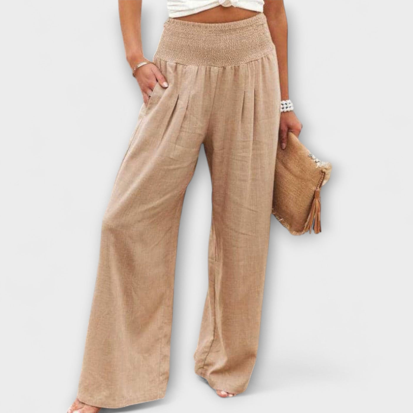 Thearya - Casual Wide-Leg Linen Trousers