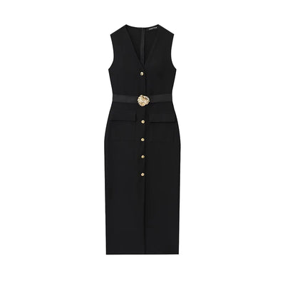 Valencia Gold Buckle Dress