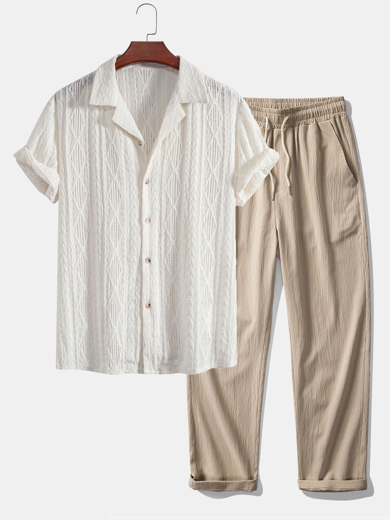 Jacquard Cuban Shirt & Textured Trousers Set