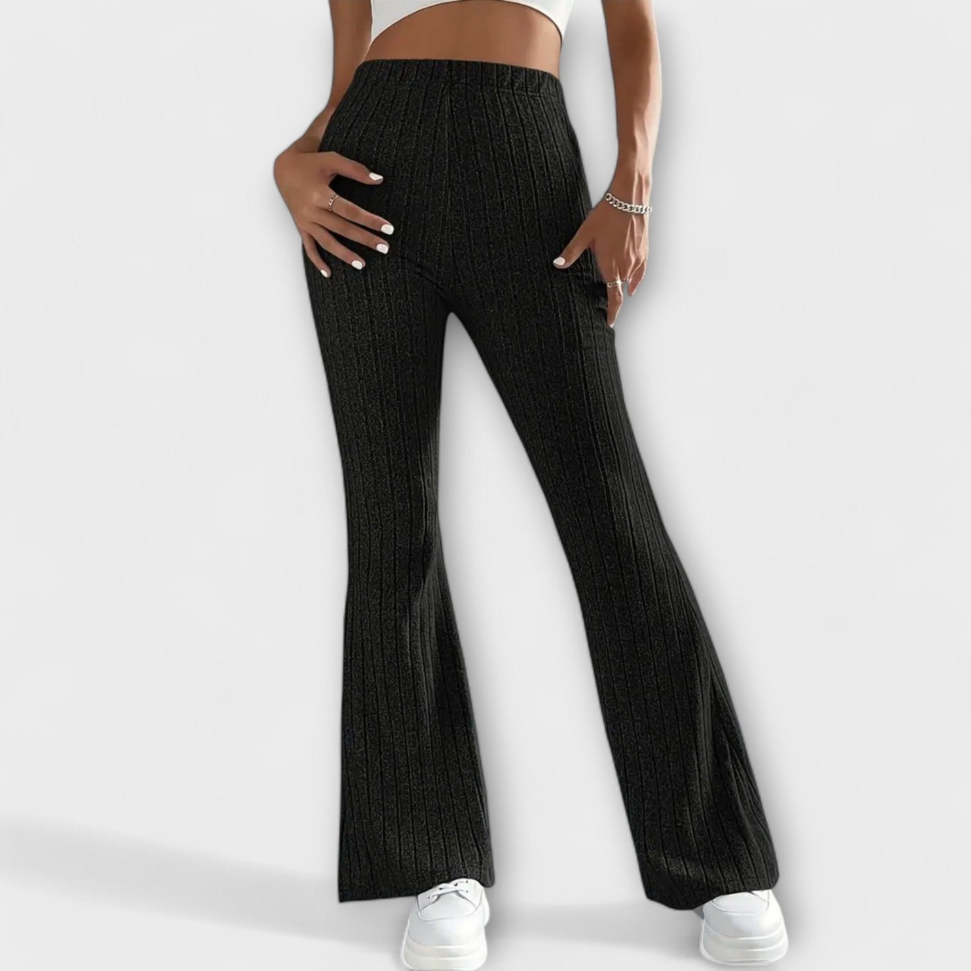 Luretta – Flared Trousers with Fine Structure