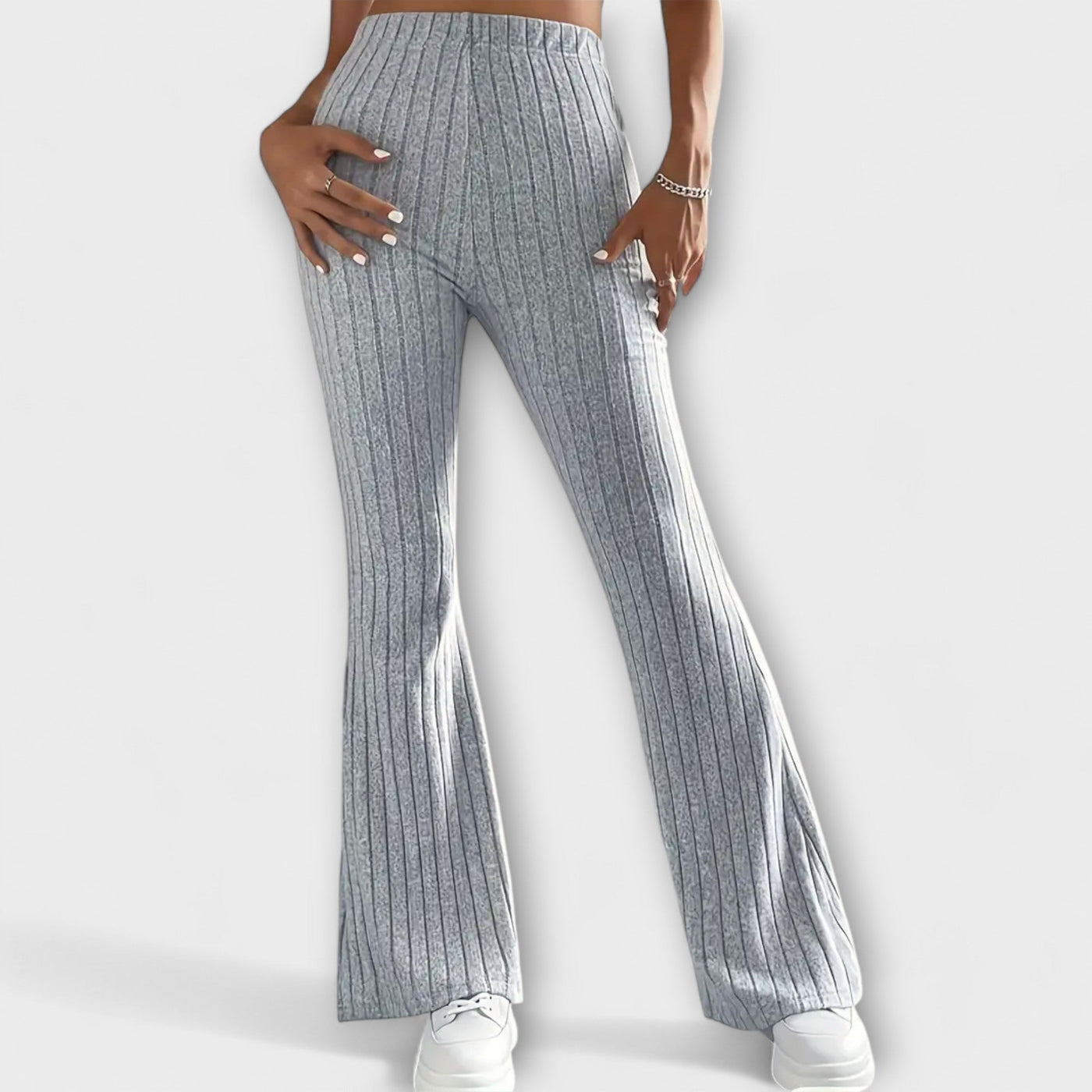 Luretta – Flared Trousers with Fine Structure