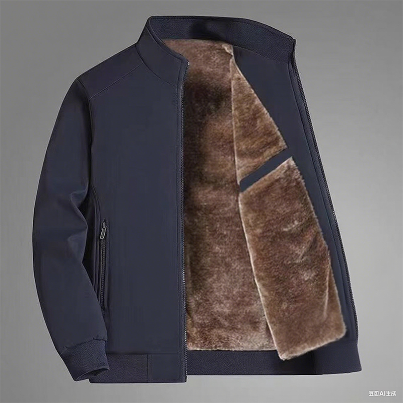 🔥Solid Color, Stand-Up Collar with Zipper and Warm Fleece Jacket