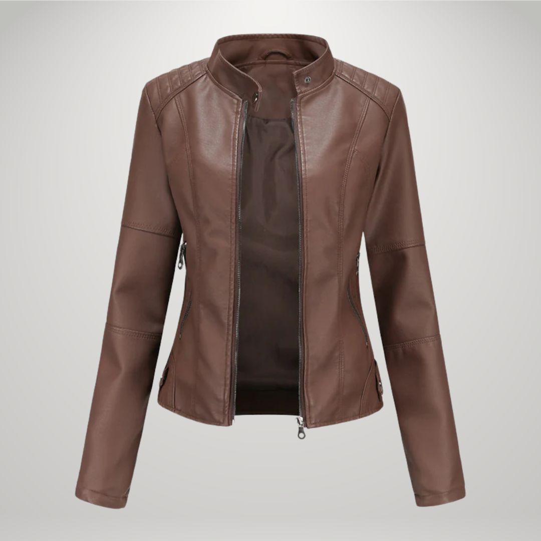Elodie - Faux Leather Biker Jacket