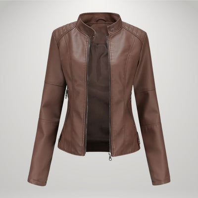 Elodie - Faux Leather Biker Jacket
