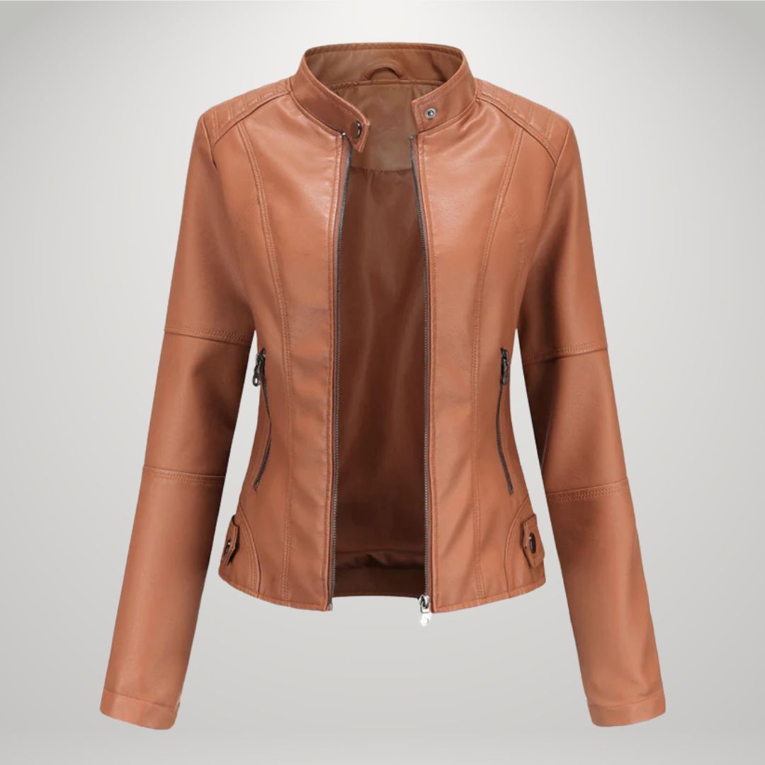 Elodie - Faux Leather Biker Jacket