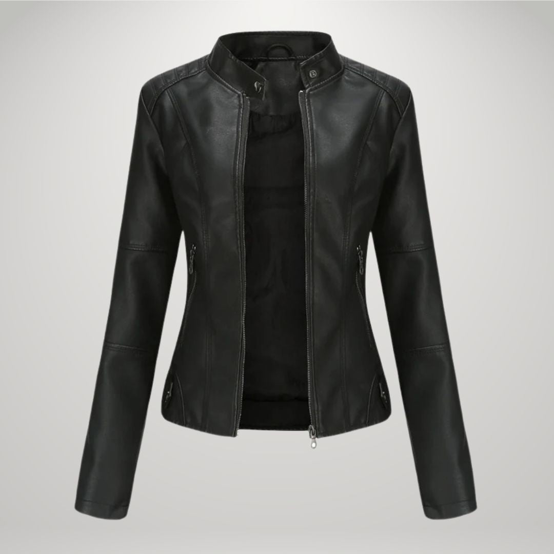 Elodie - Faux Leather Biker Jacket