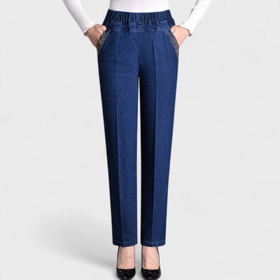 Elisa - Women's Jeans with Side Pockets and Elastic Waist