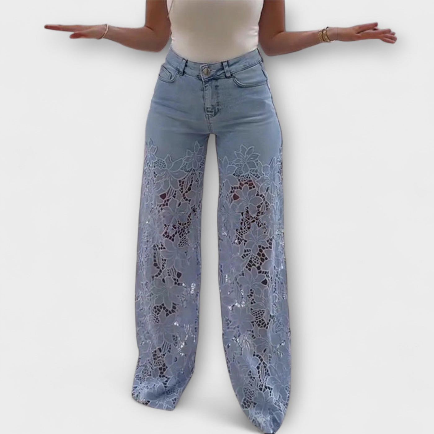 Trendy Patchwork Lace Jeans